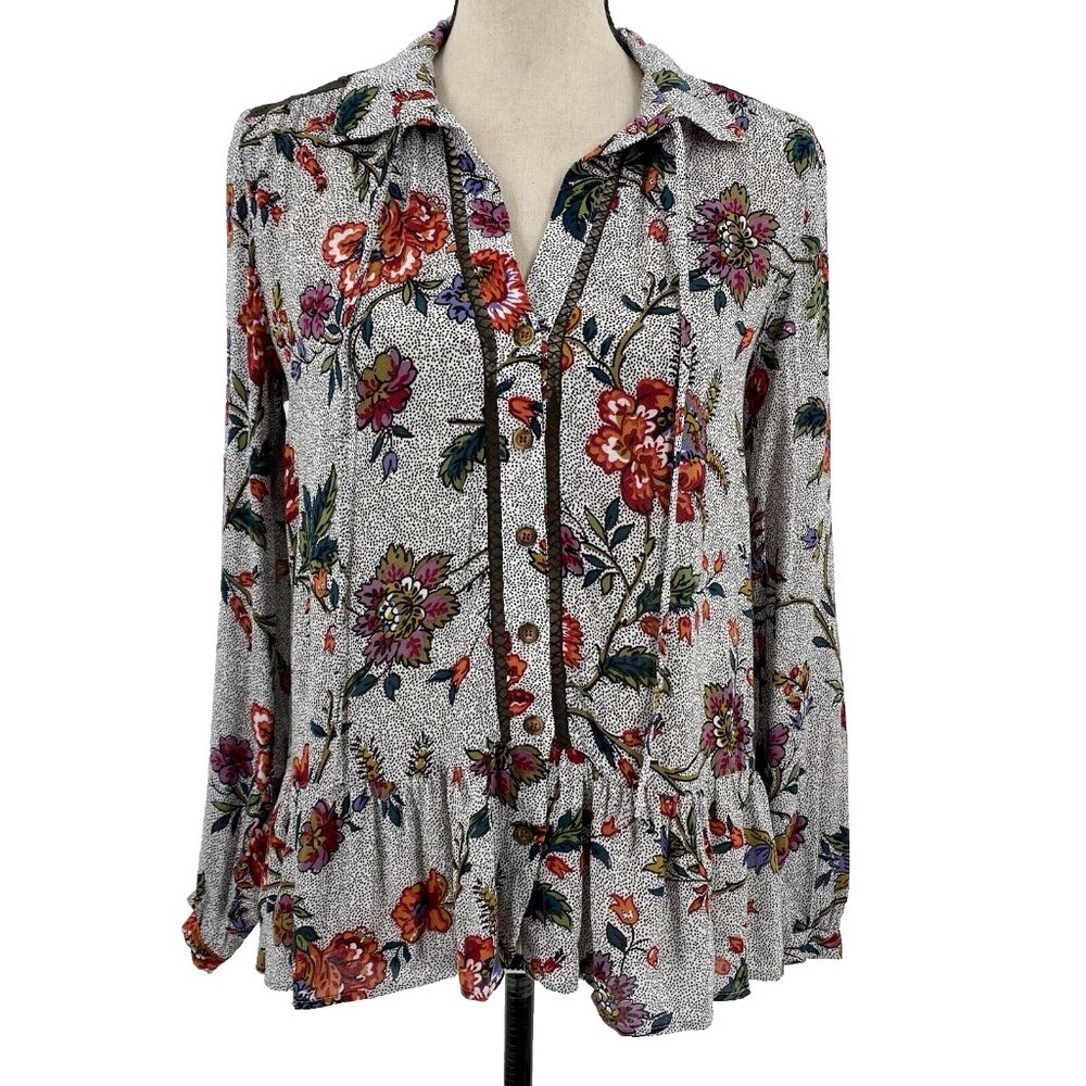 Maeve Anthropologie Top Peasant Blouse Women 0 Flounce Floral Boho Career Casual